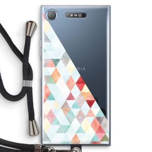 Gekleurde driehoekjes pastel: Sony Xperia XZ1 Transparant Hoesje met koord