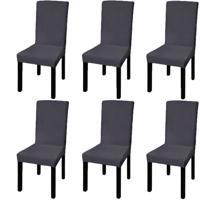 VidaXL Stoelhoezen 6 st stretch recht antracietkleurig