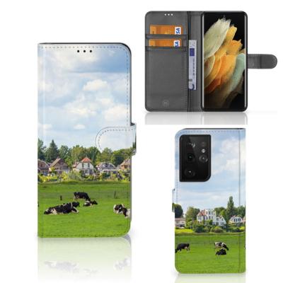 Samsung Galaxy S21 Ultra | Telefoonhoesje | Met pasjeshouder | Koeien