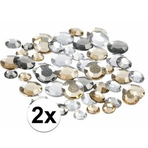 Ronde strass steentjes diamanten - zilver mix - 720x stuks - hobby materiaal - knutselen