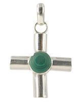 Zilveren Hanger Malachiet Breed Kruis - 43 mm - 925 Sterling - thumbnail