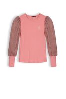 NoNo Meisjes shirt jersey rib - Sunset roze