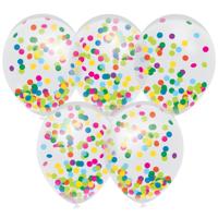 Haza Witbaard Confetti ballonnen kleur, 5st.