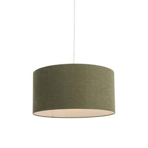 QAZQA Hanglamp wit met groene kap 50 cm - Combi 1