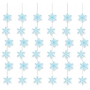 6x stuks sneeuwvlokken decoratie papieren slinger 108 cm