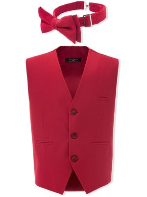 Moustache ensemble veston-nœud papillon à fini texturé - Rouge