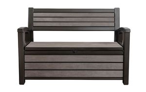 Keter - Hudson Bench box - 2-zits bank - Opbergbox - Hout look & feel - 227L - 138x63x89cm - Antraciet