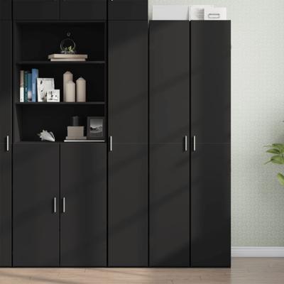 Hoge kast 30x42,5x185 cm bewerkt hout zwart