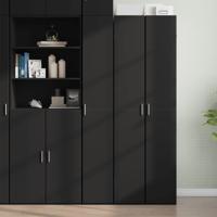 Hoge kast 30x42,5x185 cm bewerkt hout zwart