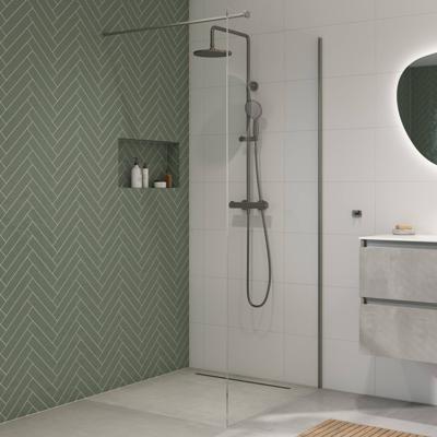 Saqu Modulo inloopdouche incl. antikalk 90x210cm geborsteld grijs