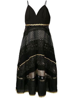 Olympiah robe mi-longue à mélange d'imprimés - Noir