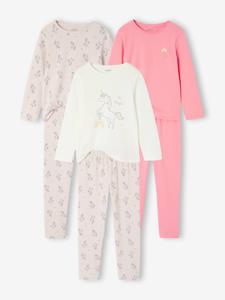 Set van 3 pyjama's voor meisjes Eenhoorns ecru