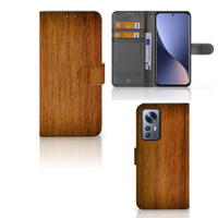 Xiaomi 12 Pro Book Style Case Donker Hout - thumbnail