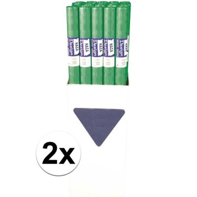 Tafellaken/tafelkleed rol papier - 2x - 800 x 120 cm - groen - Lange tafels - Damast papier