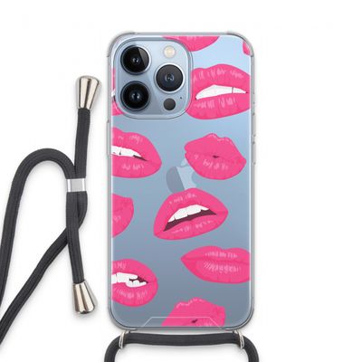 Bite my lip: iPhone 13 Pro Transparant Hoesje met koord