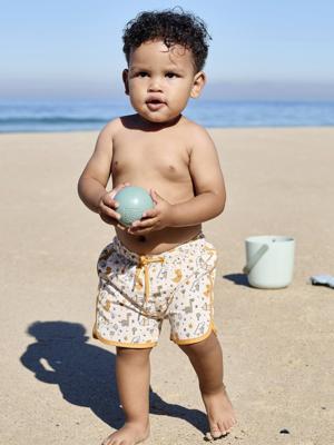 Bedrukt badshort voor babyjongens ecru