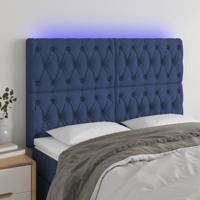Hoofdbord LED 144x7x118/128 cm stof blauw