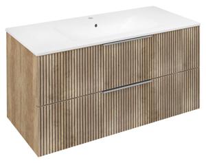 Sapho Cirasa wastafel onderkast met ribbelfront 100x46x52cm eiken