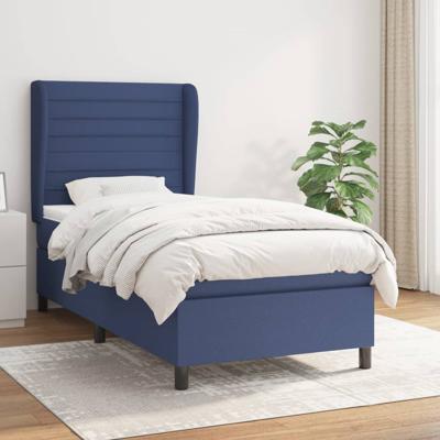 Boxspring met matras stof blauw 100x200 cm