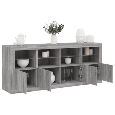 Dressoir met LED-verlichting 163x37x67 cm grijs sonoma eiken