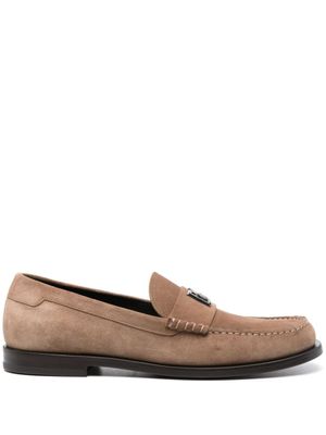 Dolce & Gabbana mocassins en daim à plaque logo - Marron