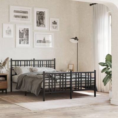 Bedframe met hoofd- en voeteneinde metaal zwart 120x190 cm