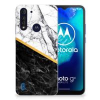Motorola Moto G8 Power Lite | TPU | Siliconen hoesje | Marmer Wit Zwart - Origineel Cadeau Man