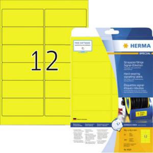 Herma 8029 Signaaletiketten 99.1 x 42.3 mm Polyester folie Geel 300 stuk(s) Extra sterk hechtend Laser (zwart/wit), Laser (kleur), Kopiëren (zwart/wit),