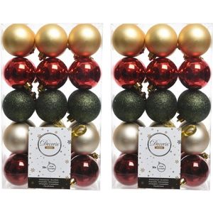 60x Rood/goud/groene kerstballen set 6 cm   -