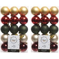 60x Rood/goud/groene kerstballen set 6 cm   -