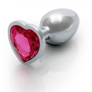 Aluminium Buttplug in Elegant Zilver met een Roze Siersteen