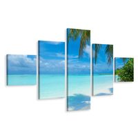 Schilderij - Strand Malediven, Paradijs, 3 maten, Premium Print - thumbnail