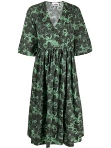 GANNI robe en coton biologique à col v - Vert