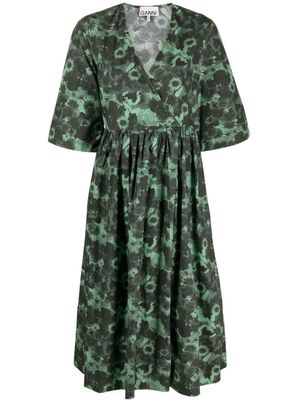 GANNI robe en coton biologique à col v - Vert