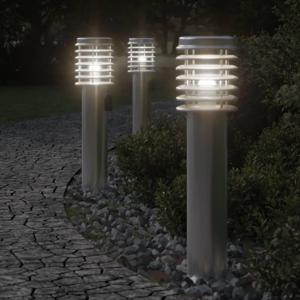 Buitenvloerlampen 3 st stopcontact 60 cm roestvrijstaal zilver