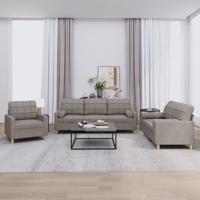 3-delige Loungeset met kussens stof taupe