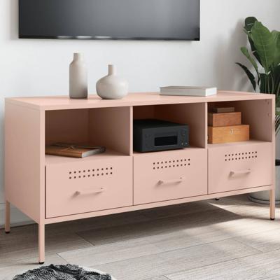 Tv-meubel 100,5x39x50,5 cm staal roze