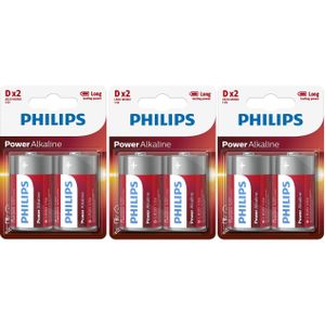 6x stuks Philips LR20 D batterijen