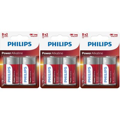 6x stuks Philips LR20 D batterijen