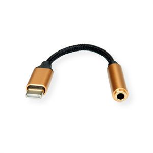 ROLINE 12.03.3223 mobiele telefoonkabel Zwart, Goud 0,13 m USB C 3.5mm