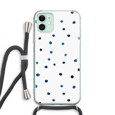 Blauwe stippen: iPhone 11 Transparant Hoesje met koord