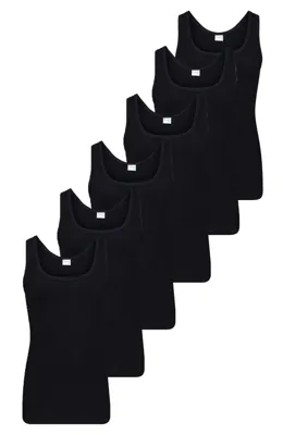 6 Stuks katoenen heren hemden - Basic - Aansluitende katoenen onderhemd - Lang mannen singlet