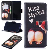 Colored Drawing Kiss My Ass Pattern Horizontal Flip Leather Case for Xiaomi Redmi Note 7 / Redmi Note 7 Pro with Holder & Card Slots & Wallet