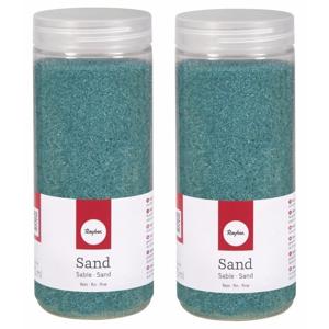 Hobby Fijn decoratie zand korrels - 2x - turquoise - 475 ml - zandkorrels - knutselmateriaal