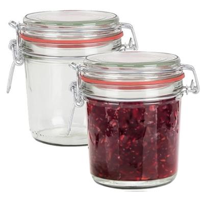 Weckpot/inmaakpot - 2x - glas - 400 ml - met beugelsluiting - transparant