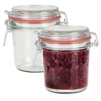 Weckpot/inmaakpot - 2x - glas - 400 ml - met beugelsluiting - transparant