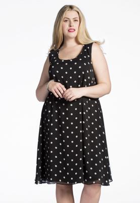 Yoek Mouwloze jurk DOTS | Zwart | Maat 58/60