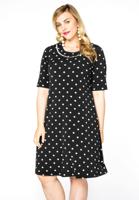 Yoek Jurk met parels DOTS | Zwart | Maat 50/52