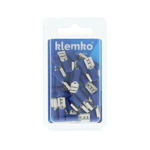 Vlakstekerhuls 6,3x0,8mm blauw PVC geïsoleerd 170460 Klemko hersluitbare verpakking