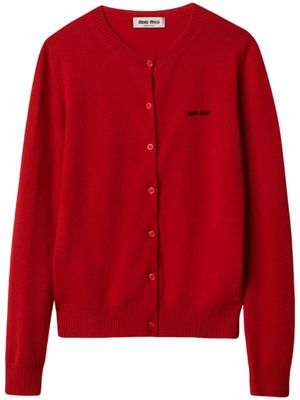 Miu Miu cardigan en cachemire à logo brodé - Rouge